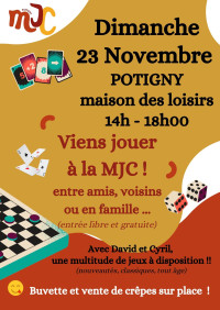 Animation Jeux un dimanche après-midi à la MJC